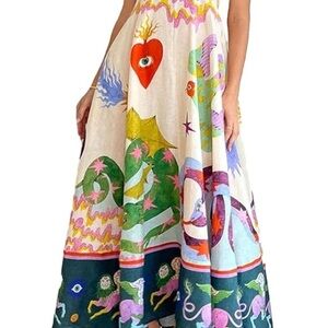 Graffiti Spaghetti Strap Picnic Sun Dress